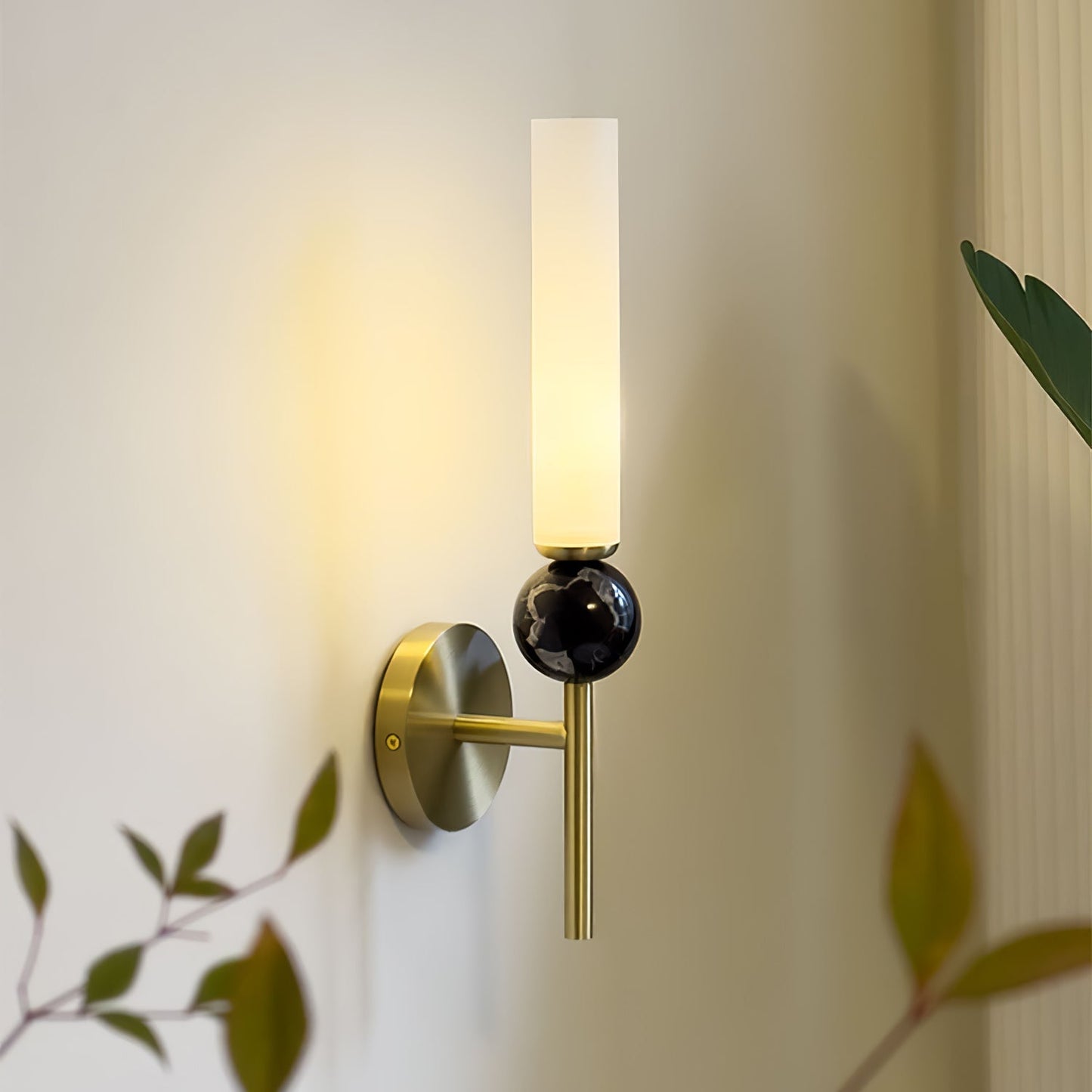 Elegant Wall Sconce Lighting with Marble Ball and Acrylic Shade - Modern Wall Lamp for Stylish Interiors