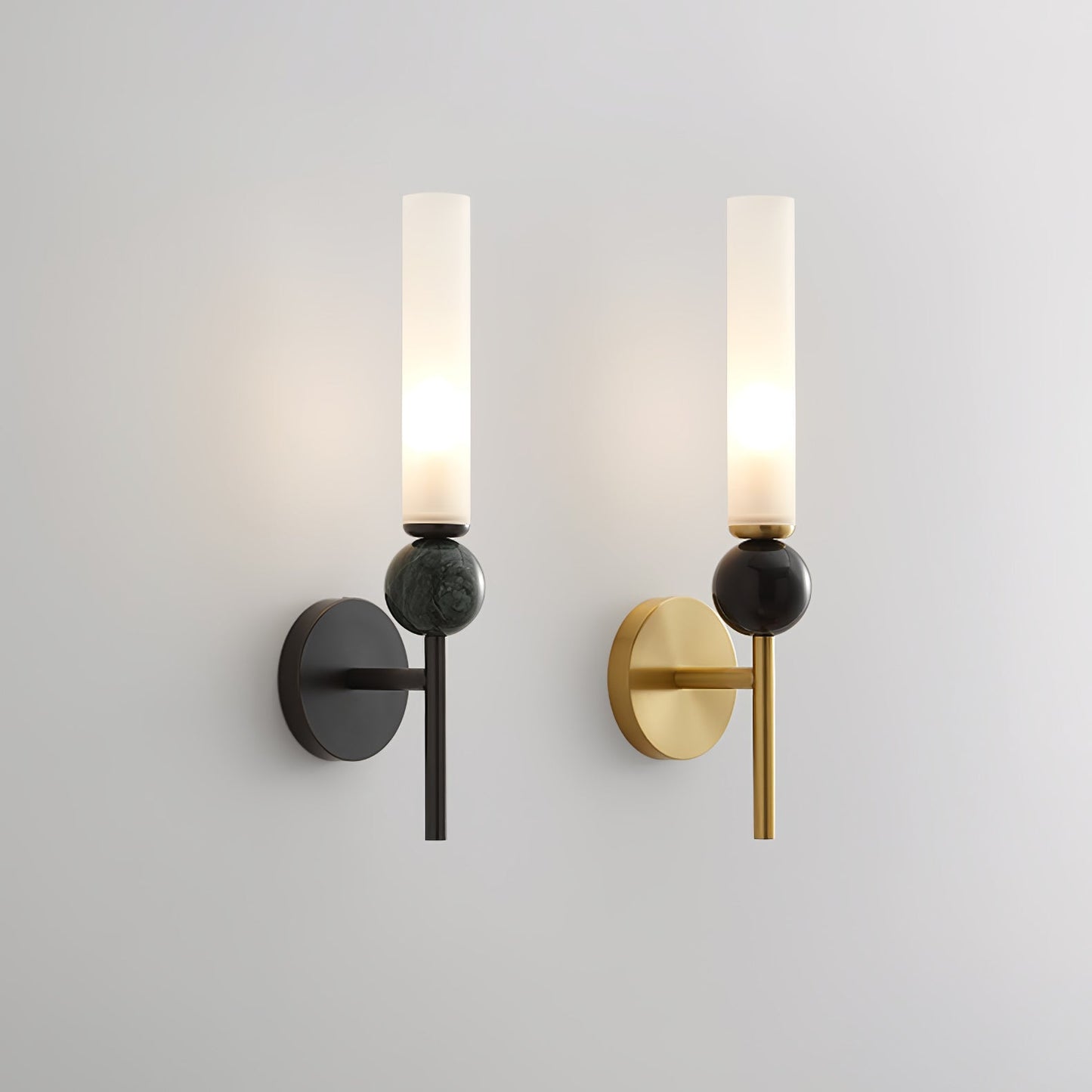 Elegant Wall Sconce Lighting with Marble Ball and Acrylic Shade - Modern Wall Lamp for Stylish Interiors