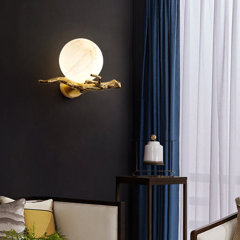 Elegant Wall Lamp with Marble and Copper Design for Atmospheric Lighting