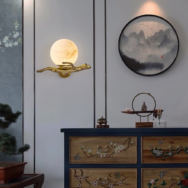 Elegant Wall Lamp with Marble and Copper Design for Atmospheric Lighting