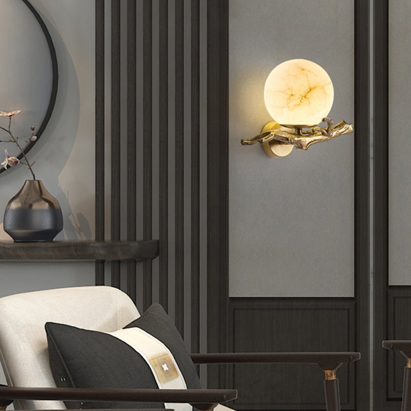 Elegant Wall Lamp with Marble and Copper Design for Atmospheric Lighting