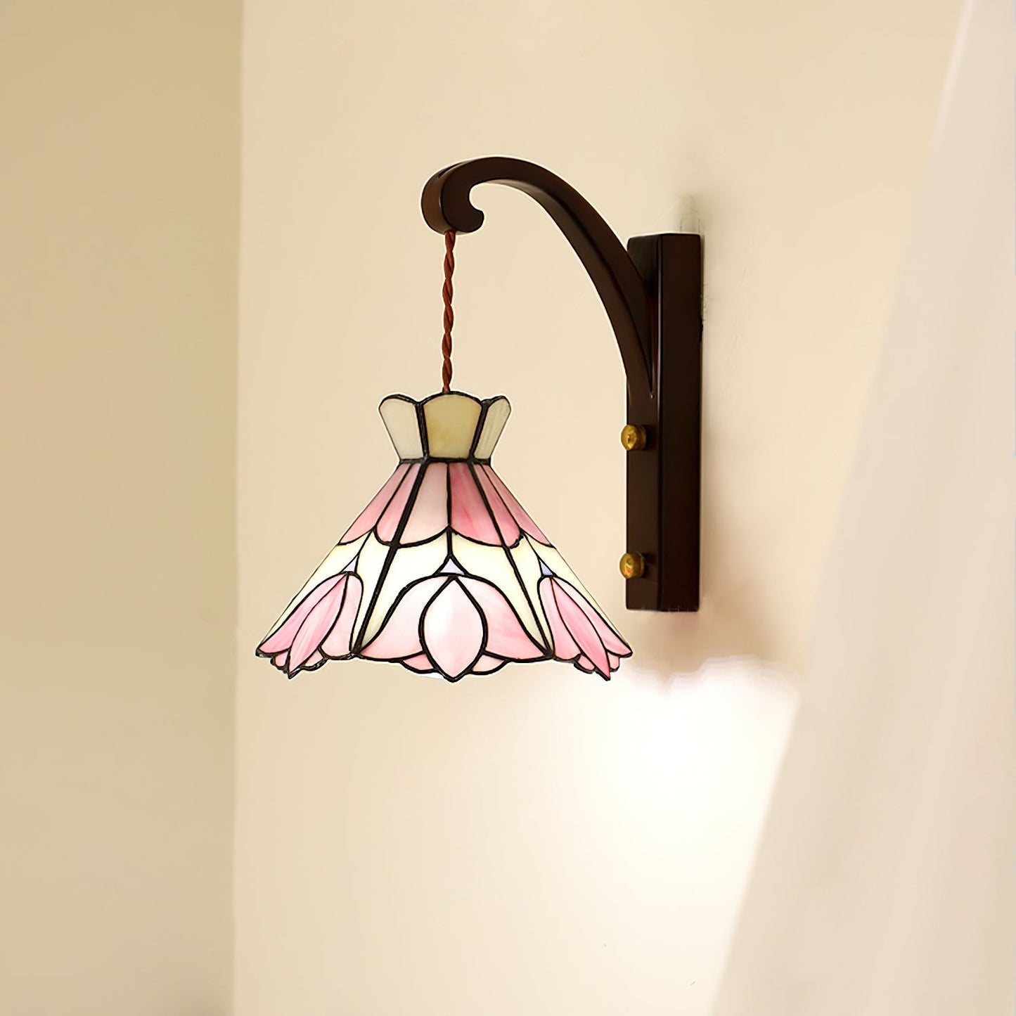 Elegant Wall Sconce Lighting with Hand-Cut Glass and Wooden Holder - Vintage Style Wall Lamp for Cozy Interiors