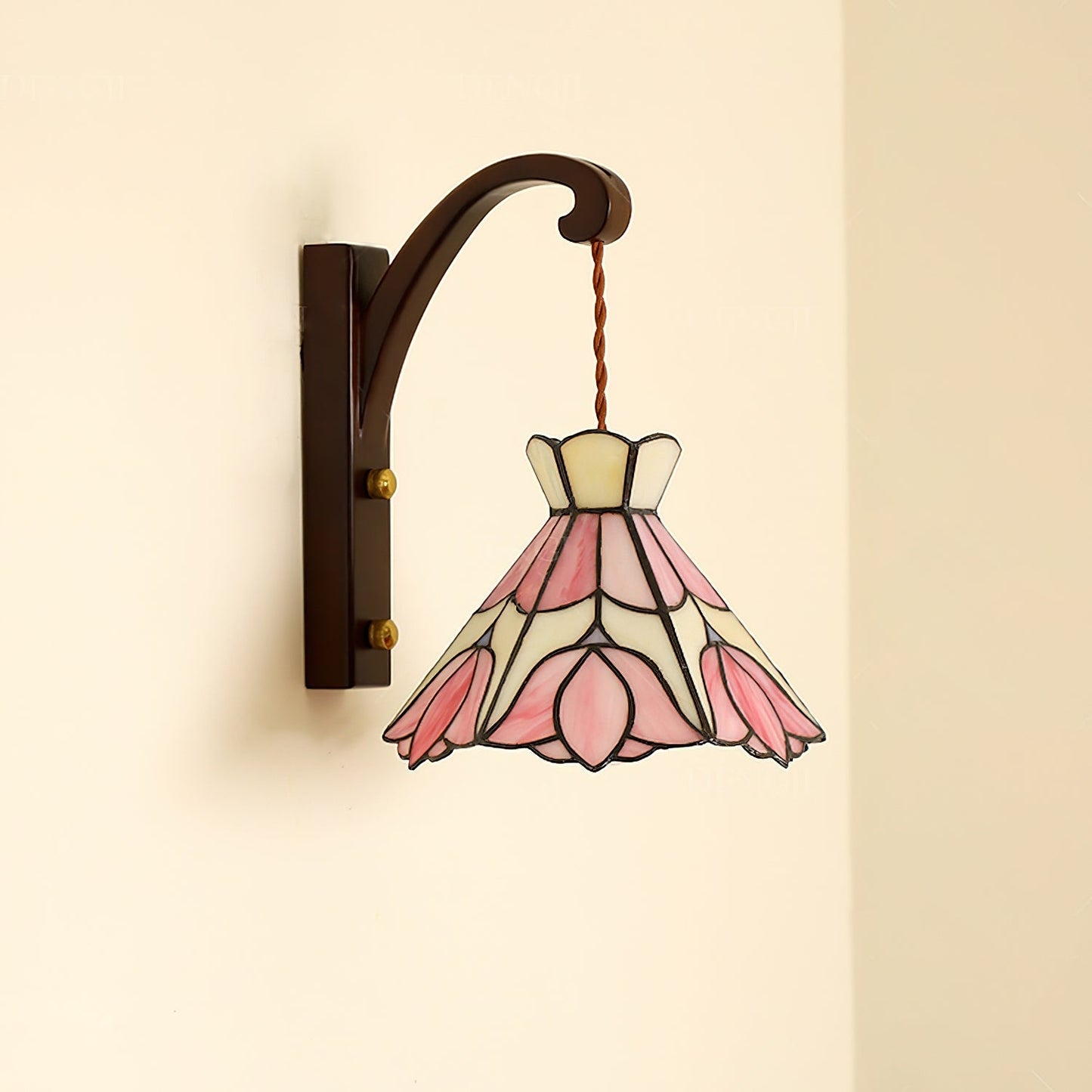 Elegant Wall Sconce Lighting with Hand-Cut Glass and Wooden Holder - Vintage Style Wall Lamp for Cozy Interiors