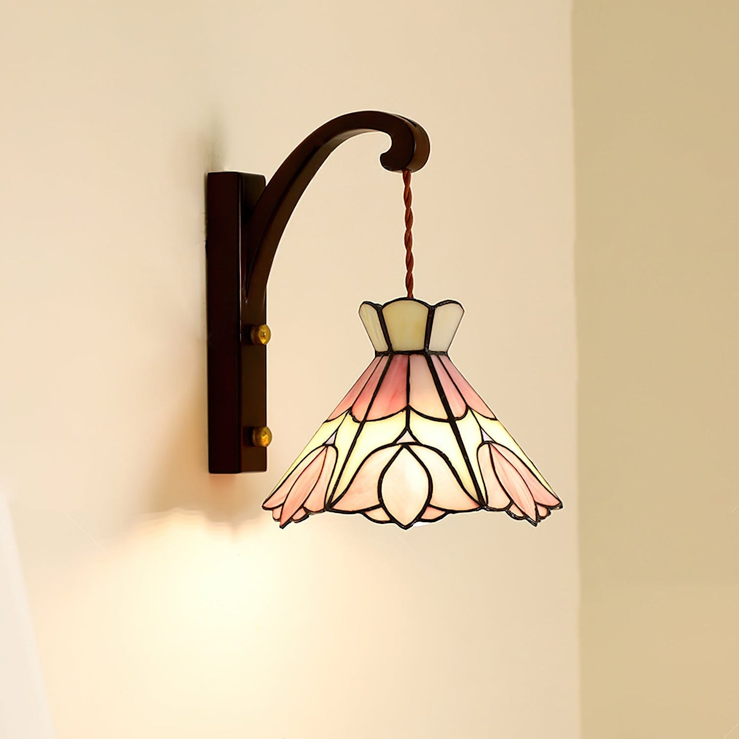 Elegant Wall Sconce Lighting with Hand-Cut Glass and Wooden Holder - Vintage Style Wall Lamp for Cozy Interiors