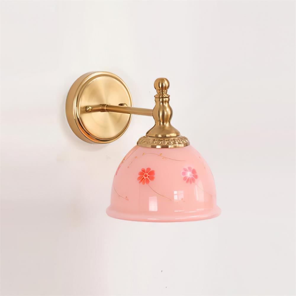 Elegant Wall Lamp with Pink Glass and Floral Motif for a Romantic Atmosphere