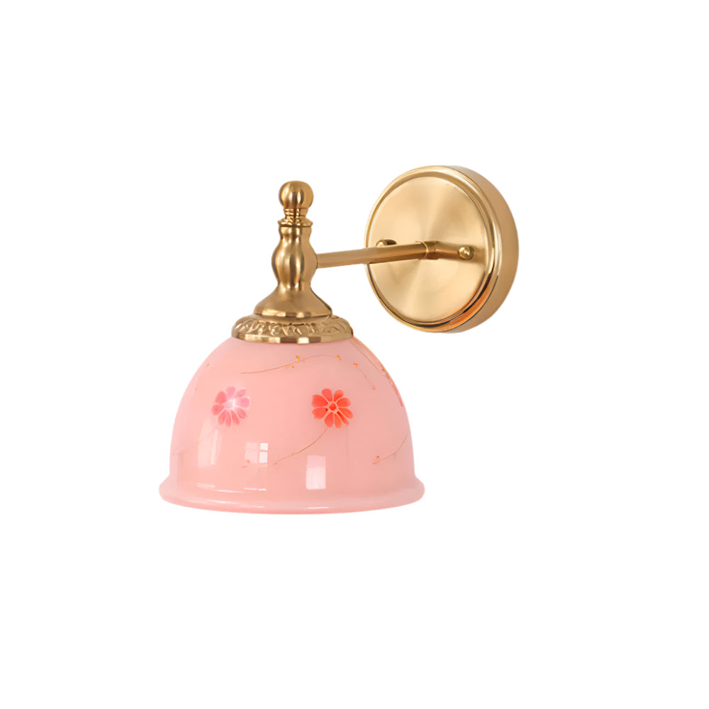 Elegant Wall Lamp with Pink Glass and Floral Motif for a Romantic Atmosphere