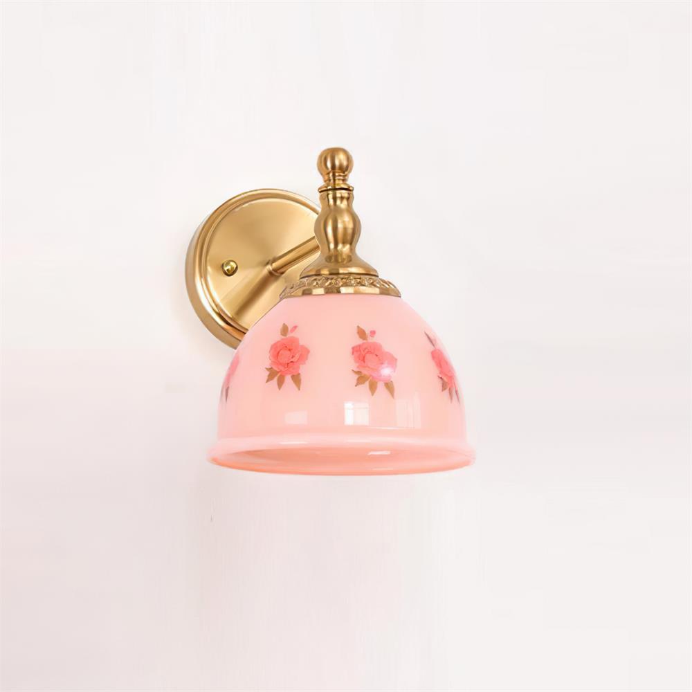 Elegant Wall Lamp with Pink Glass and Floral Motif for a Romantic Atmosphere