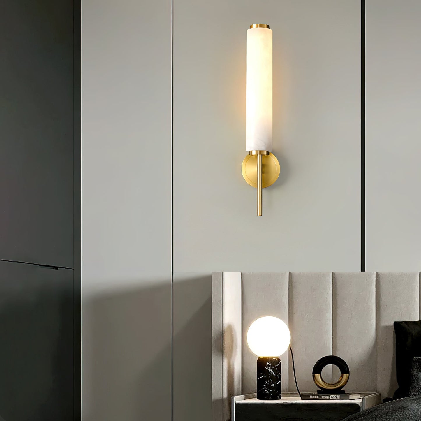 Modern Brass Wall Sconce with Double Tube Lights - Elegant Wall Lamp for Living Room and Bedroom Decor