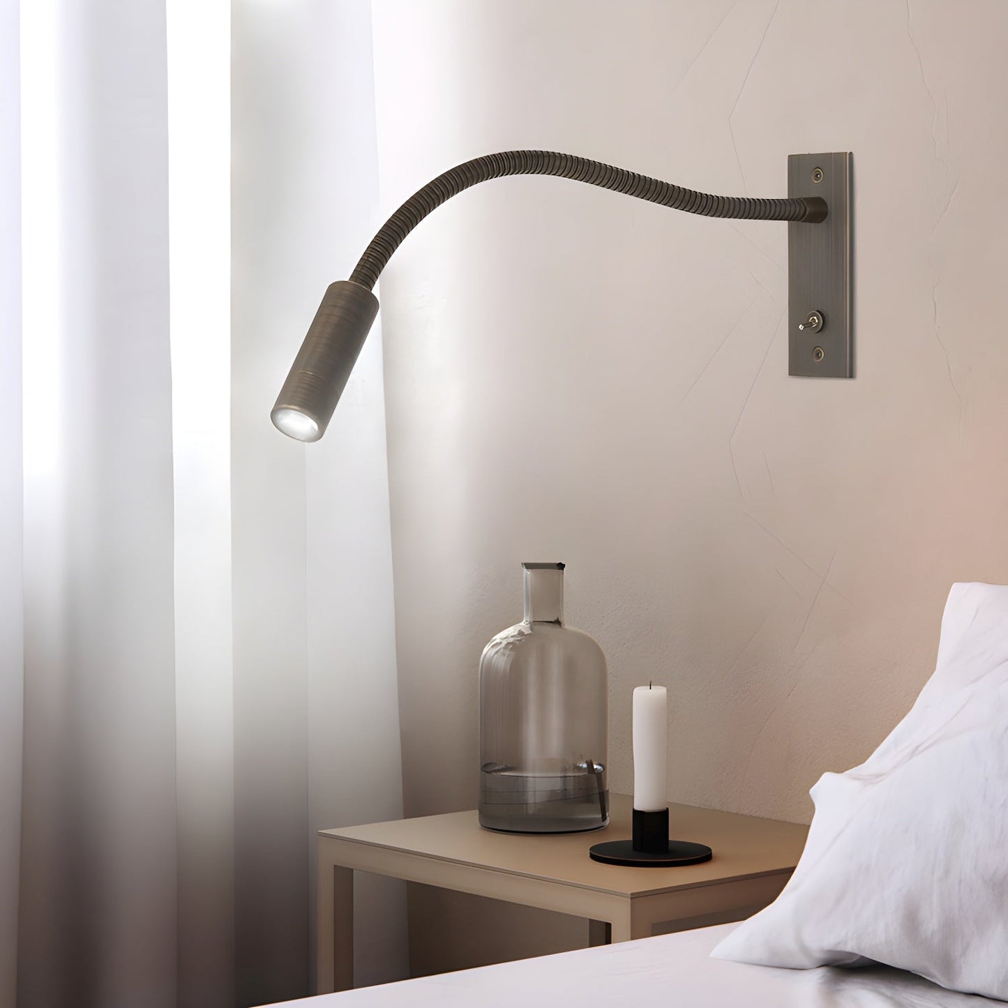Elezor Flexible Wall Lamp with Gooseneck and LED Lighting - Modern Wall Sconce for Reading and Work Spaces