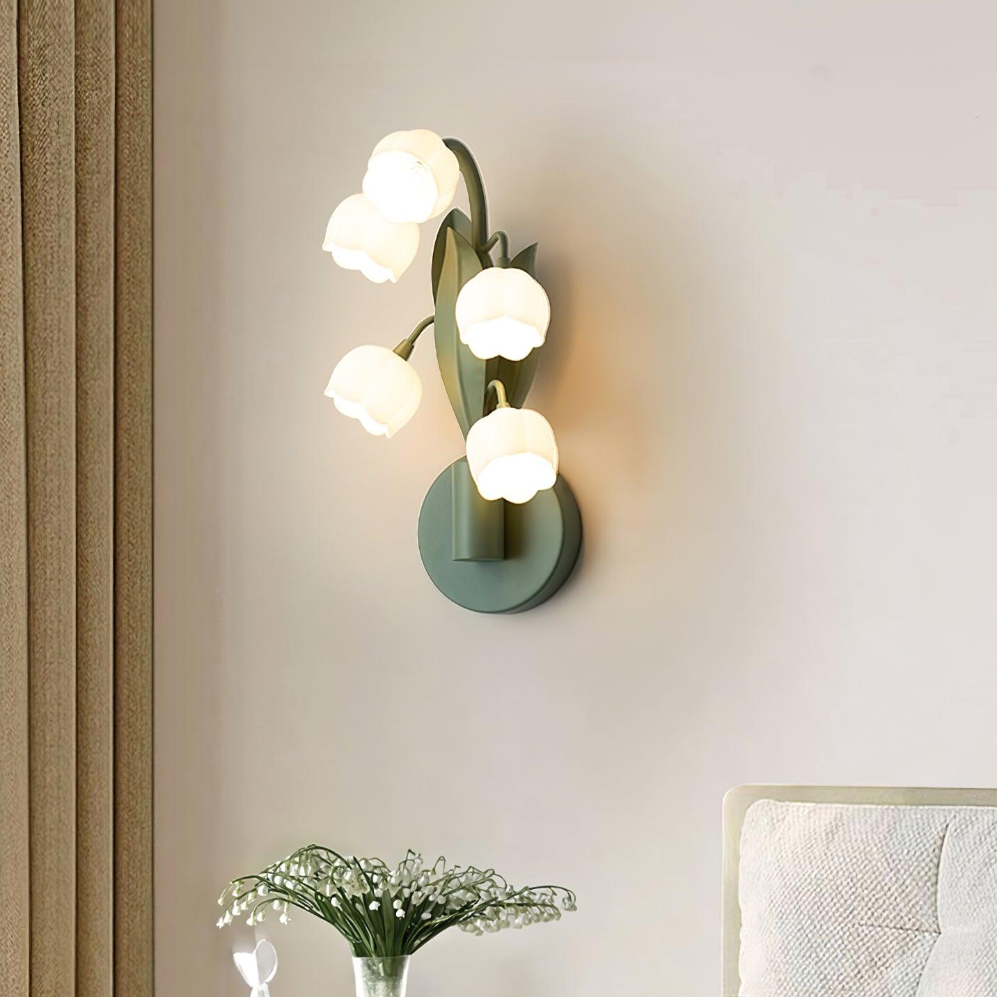 Forella Floral Wall Sconce Light - Elegant Green & White Wall Lamp with Dimmable 3-Color Lighting for Modern Home Decor
