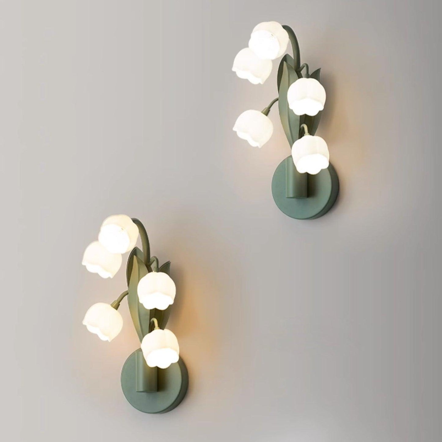 Forella Floral Wall Sconce Light - Elegant Green & White Wall Lamp with Dimmable 3-Color Lighting for Modern Home Decor