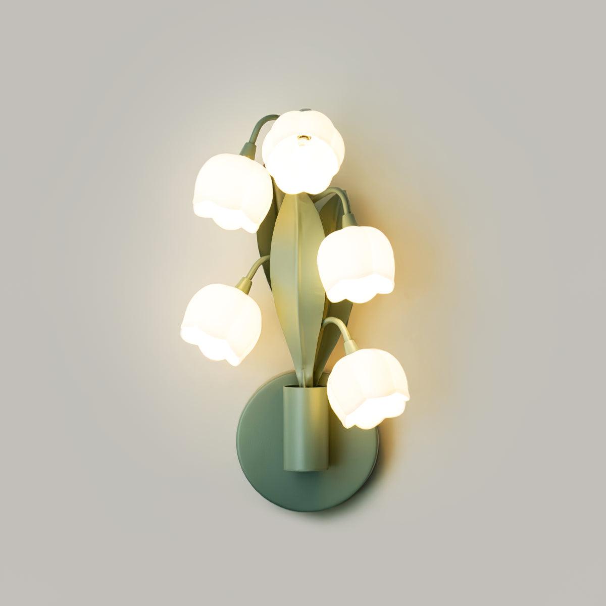 Forella Floral Wall Sconce Light - Elegant Green & White Wall Lamp with Dimmable 3-Color Lighting for Modern Home Decor