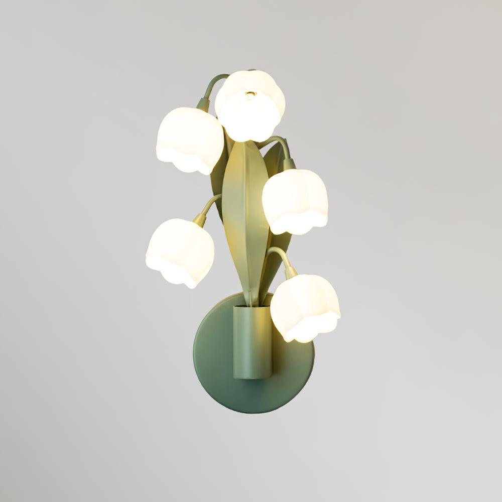 Forella Floral Wall Sconce Light - Elegant Green & White Wall Lamp with Dimmable 3-Color Lighting for Modern Home Decor