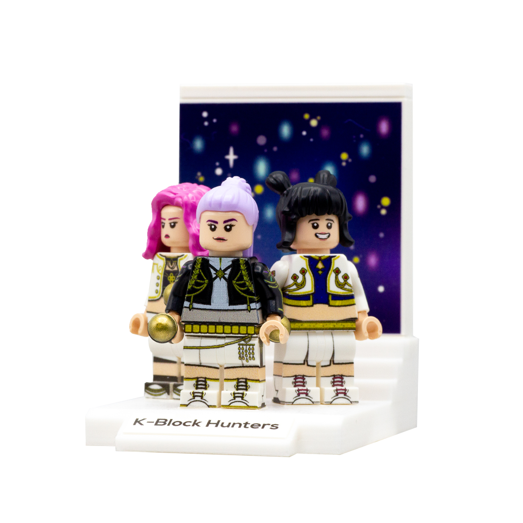 K-Block Hunters Custom LEGO Minifigures - Unique K-Pop Inspired LEGO Figures with Microphone and Double-Sided Head