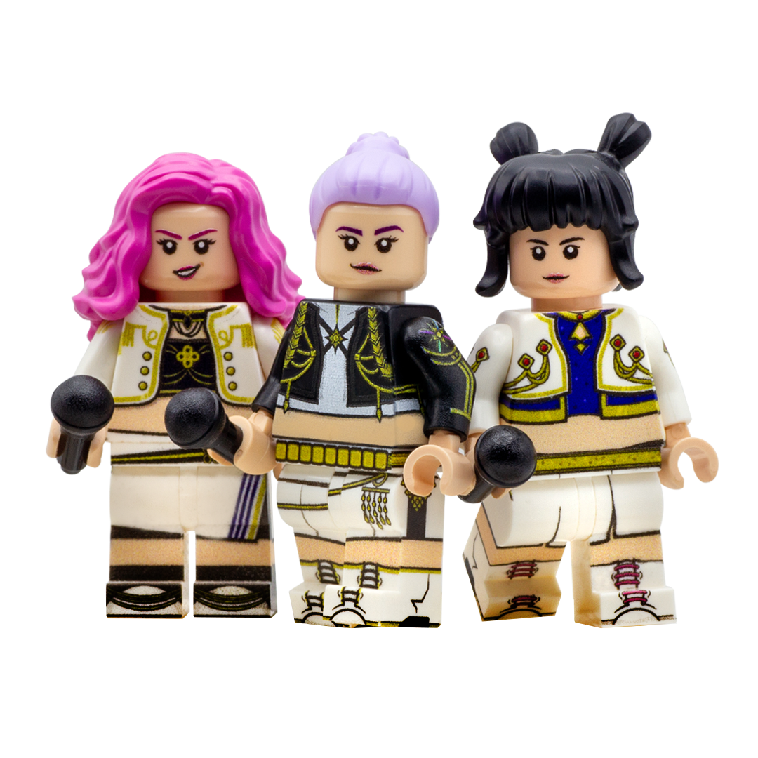 K-Block Hunters Custom LEGO Minifigures - Unique K-Pop Inspired LEGO Figures with Microphone and Double-Sided Head