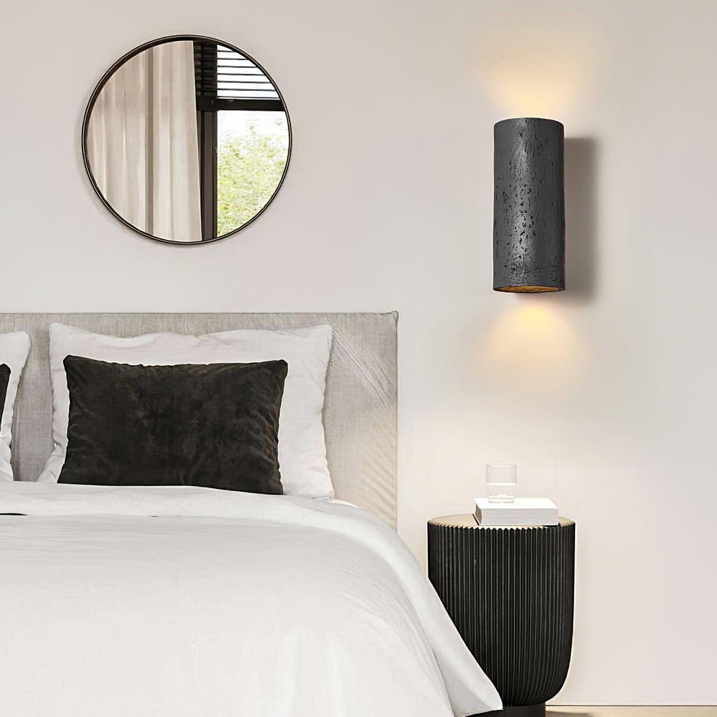 Modern Wall Sconce Lighting - Decorative Composite Wall Lamp in Gray, Beige, Red, Black - Up/Down Light for Home Atmosphere
