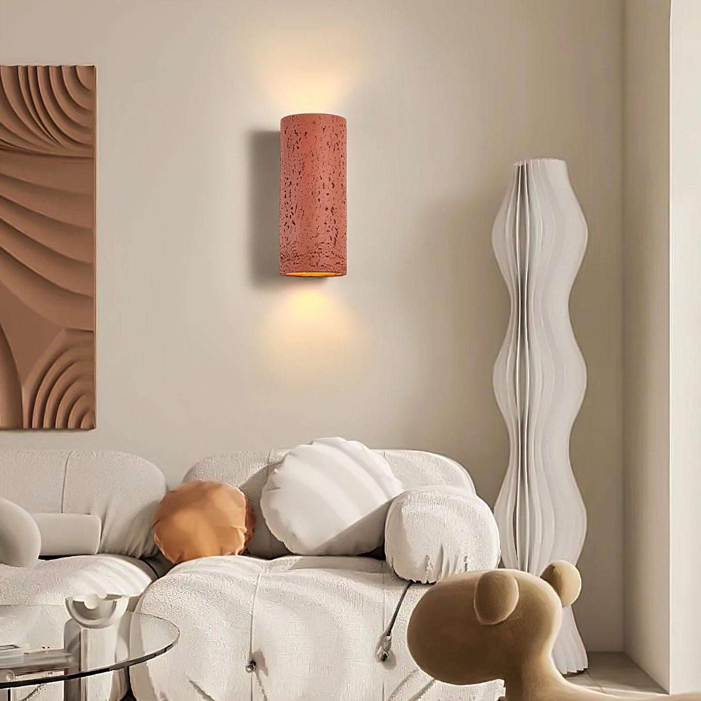 Modern Wall Sconce Lighting - Decorative Composite Wall Lamp in Gray, Beige, Red, Black - Up/Down Light for Home Atmosphere