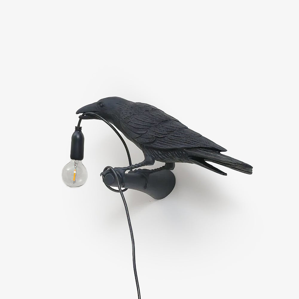 Modern Creative Wall Sconce Lighting in Crow Shape - Durable Resin & Metal Wall Lamp for Unique Interiors