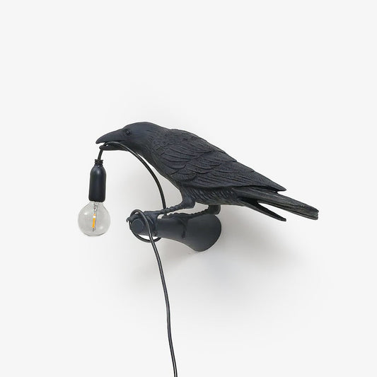 Modern Creative Wall Sconce Lighting in Crow Shape - Durable Resin & Metal Wall Lamp for Unique Interiors