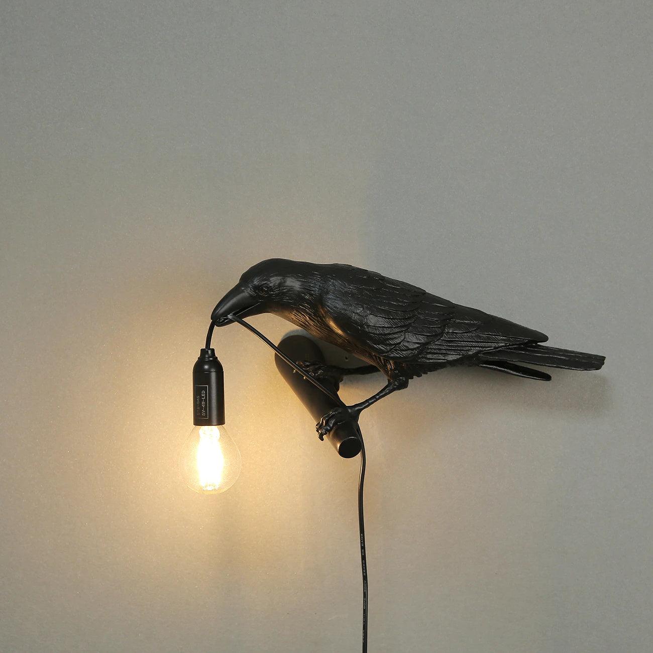 Modern Creative Wall Sconce Lighting in Crow Shape - Durable Resin & Metal Wall Lamp for Unique Interiors