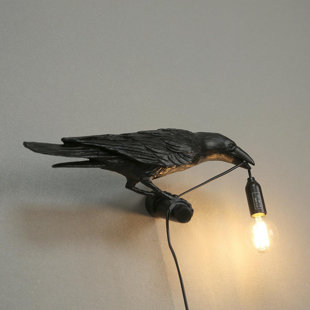 Modern Creative Wall Sconce Lighting in Crow Shape - Durable Resin & Metal Wall Lamp for Unique Interiors