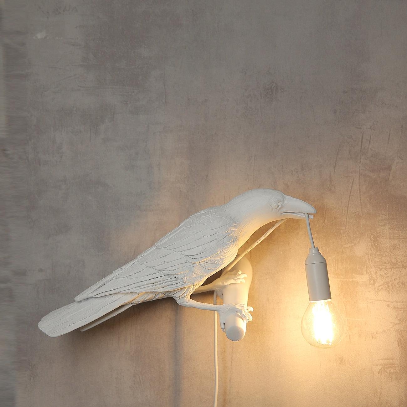Modern Creative Wall Sconce Lighting in Crow Shape - Durable Resin & Metal Wall Lamp for Unique Interiors