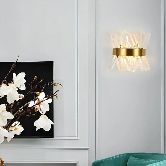 Modern Crystal Wall Sconce Lighting with Integrated LED - Elegant Wall Lamp for Living Rooms, Hallways, and Bedrooms