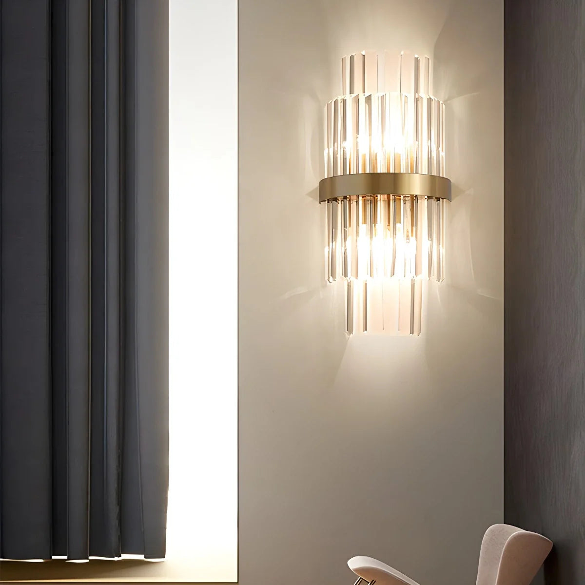 Modern Crystal Wall Sconce Lighting with Integrated LED - Elegant Wall Lamp for Living Rooms, Hallways, and Bedrooms