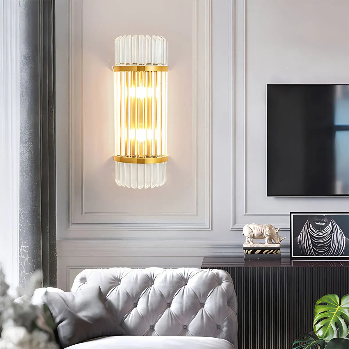 Modern Crystal Wall Sconce Lighting with Integrated LED - Elegant Wall Lamp for Living Rooms, Hallways, and Bedrooms