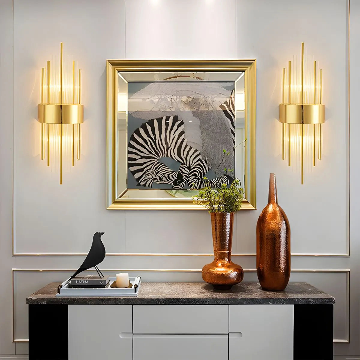 Modern Crystal Wall Sconce Lighting with Integrated LED - Elegant Wall Lamp for Living Rooms, Hallways, and Bedrooms
