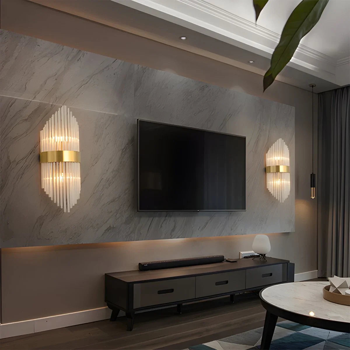 Modern Crystal Wall Sconce Lighting with Integrated LED - Elegant Wall Lamp for Living Rooms, Hallways, and Bedrooms