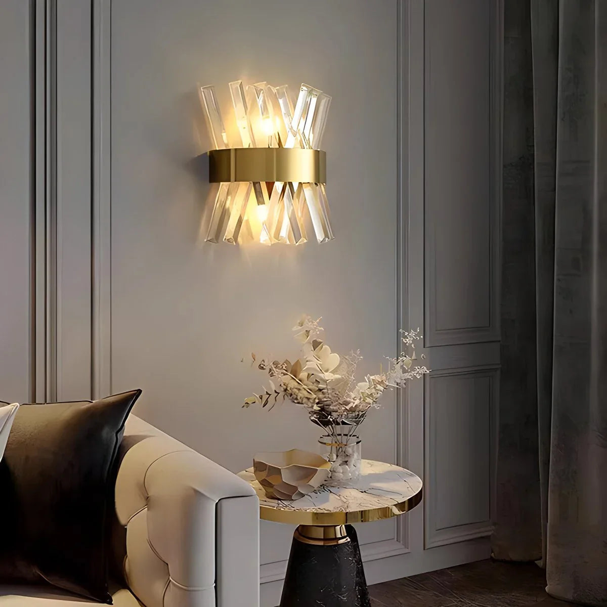 Modern Crystal Wall Sconce Lighting with Integrated LED - Elegant Wall Lamp for Living Rooms, Hallways, and Bedrooms