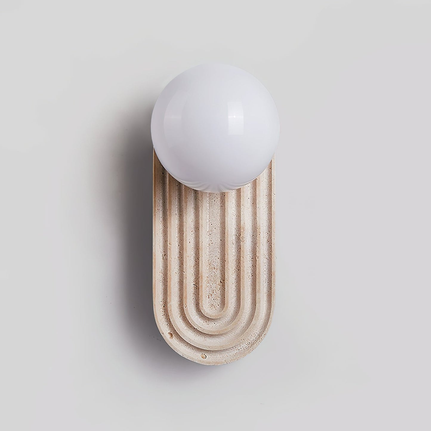 Lanviro Modern Travertine Wall Sconce Light with Matte Glass Ball - Stylish Bathroom Wall Light for Cozy Interiors