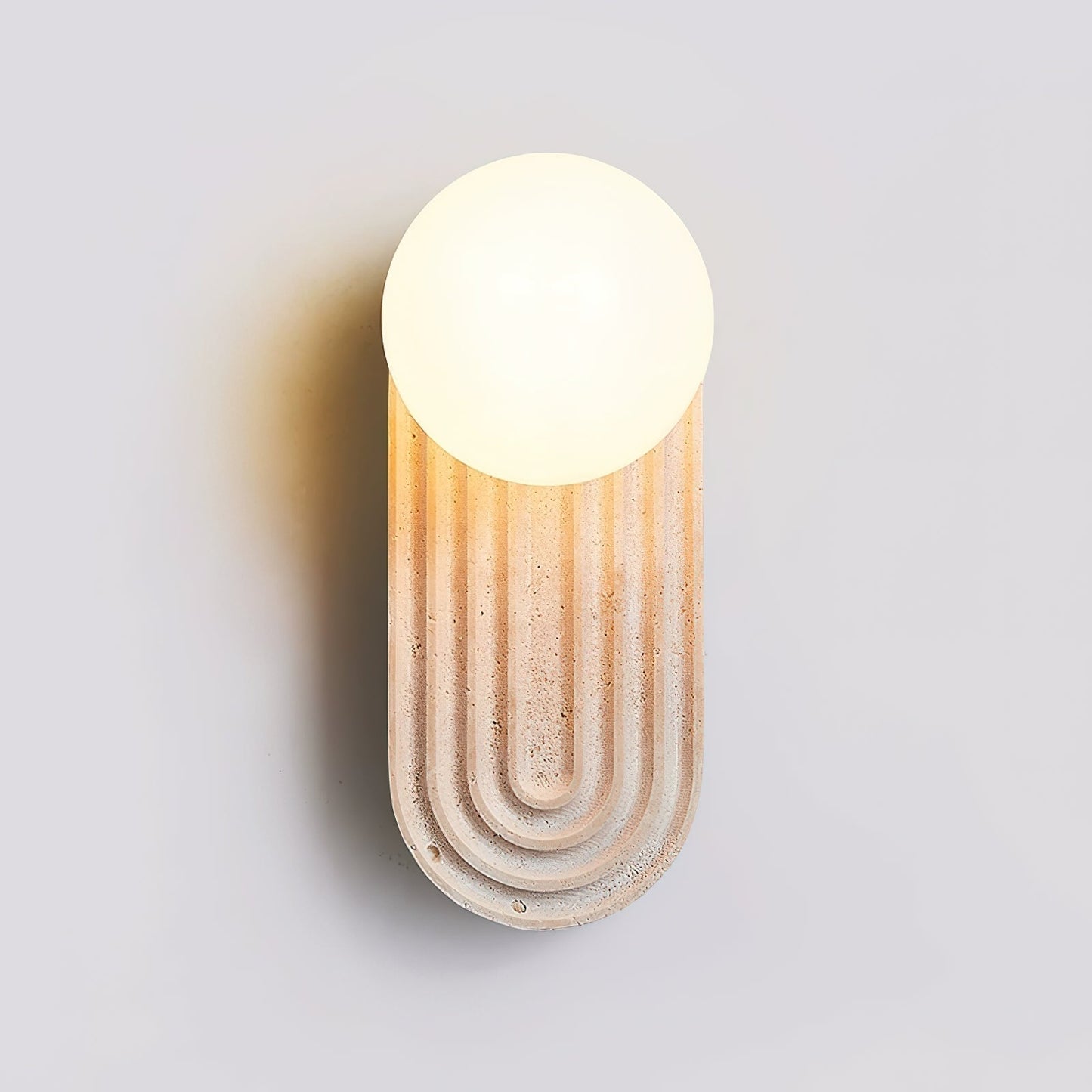 Lanviro Modern Travertine Wall Sconce Light with Matte Glass Ball - Stylish Bathroom Wall Light for Cozy Interiors