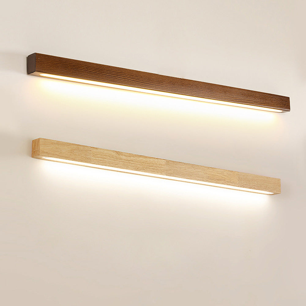 Lucavo | Linear Wall Lamp with Wooden Surface and LED Lighting | Modern Design for Bathroom and Bedroom
