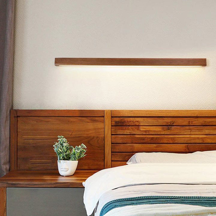 Lucavo | Linear Wall Lamp with Wooden Surface and LED Lighting | Modern Design for Bathroom and Bedroom