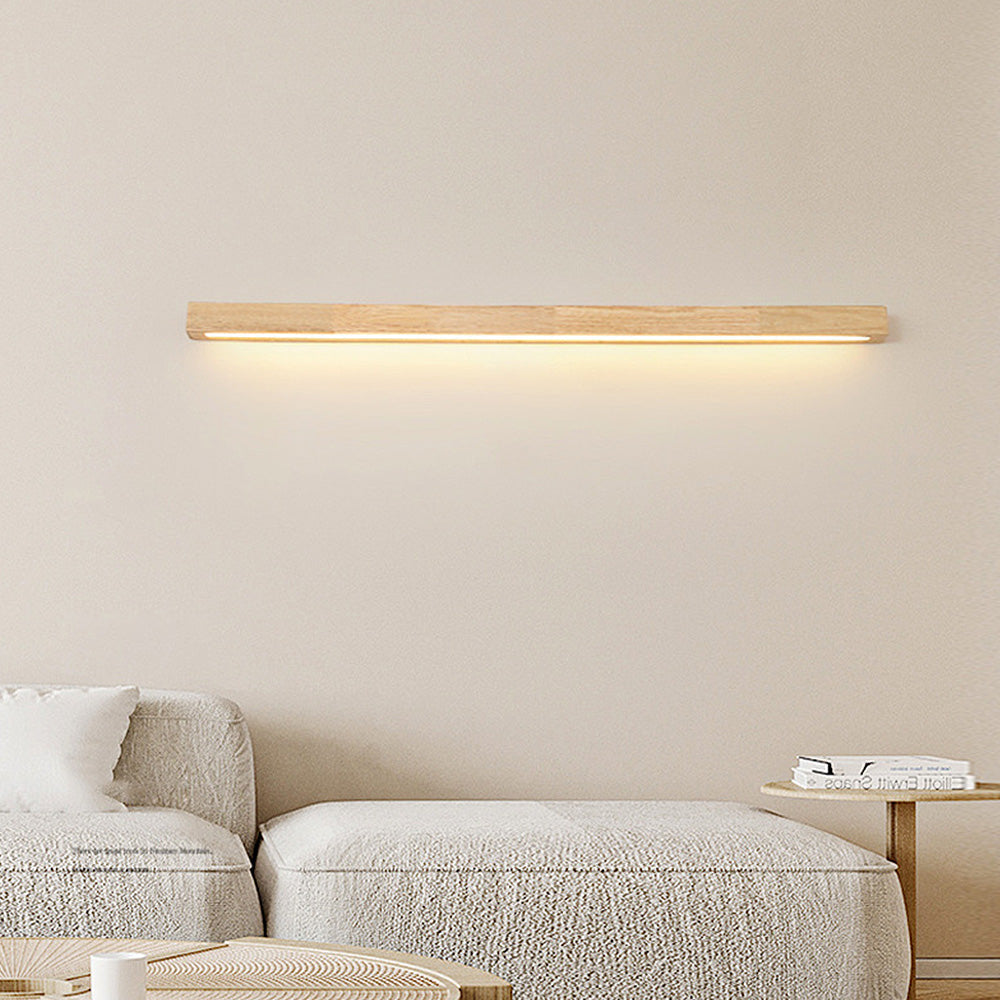 Lucavo | Linear Wall Lamp with Wooden Surface and LED Lighting | Modern Design for Bathroom and Bedroom