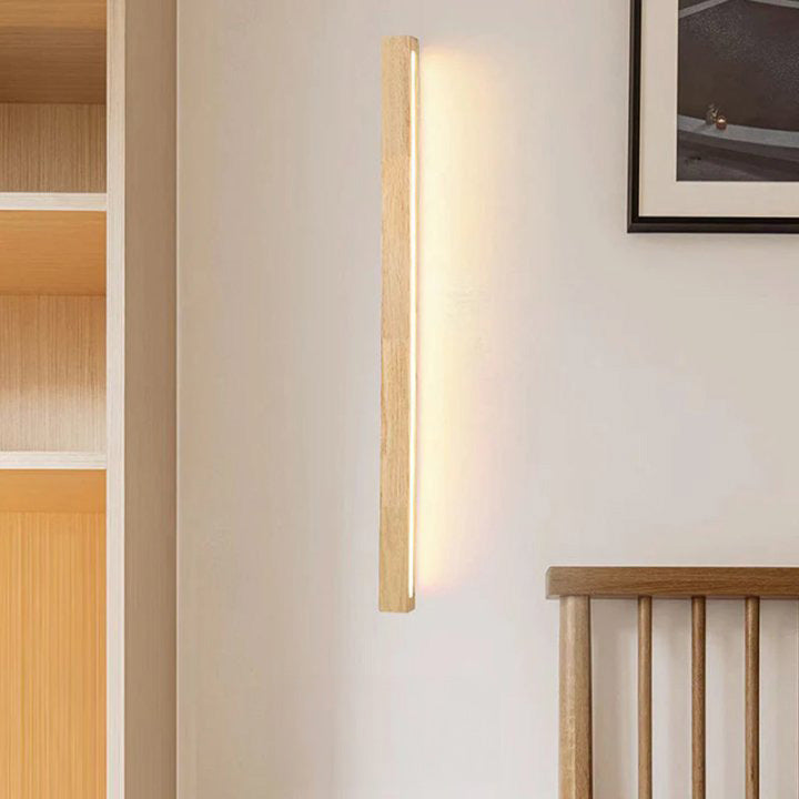 Lucavo | Linear Wall Lamp with Wooden Surface and LED Lighting | Modern Design for Bathroom and Bedroom