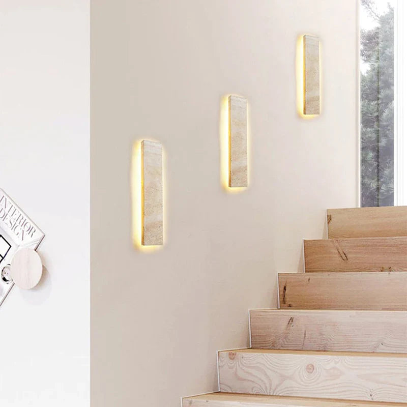 Luzora Natural Stone Wall Sconce Light with LED - Modern Wall Lamp for Cozy Atmosphere in Living Room or Bedroom