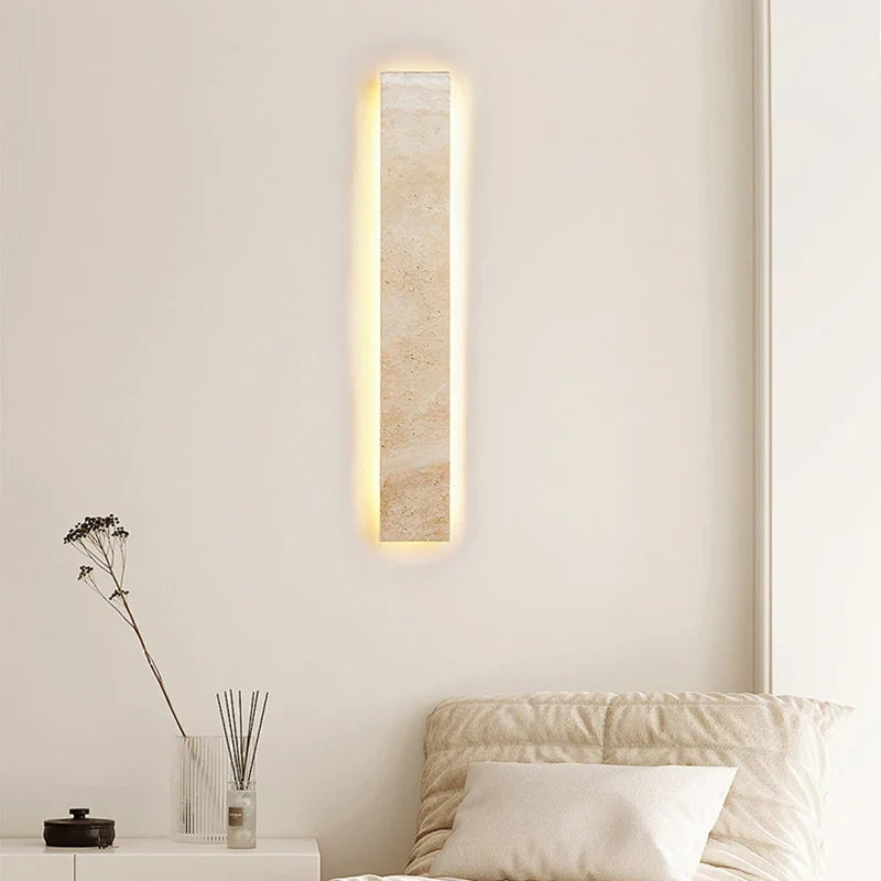 Luzora Natural Stone Wall Sconce Light with LED - Modern Wall Lamp for Cozy Atmosphere in Living Room or Bedroom