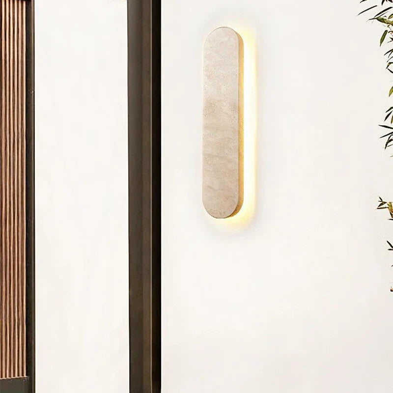 Luzora Natural Stone Wall Sconce Light with LED - Modern Wall Lamp for Cozy Atmosphere in Living Room or Bedroom