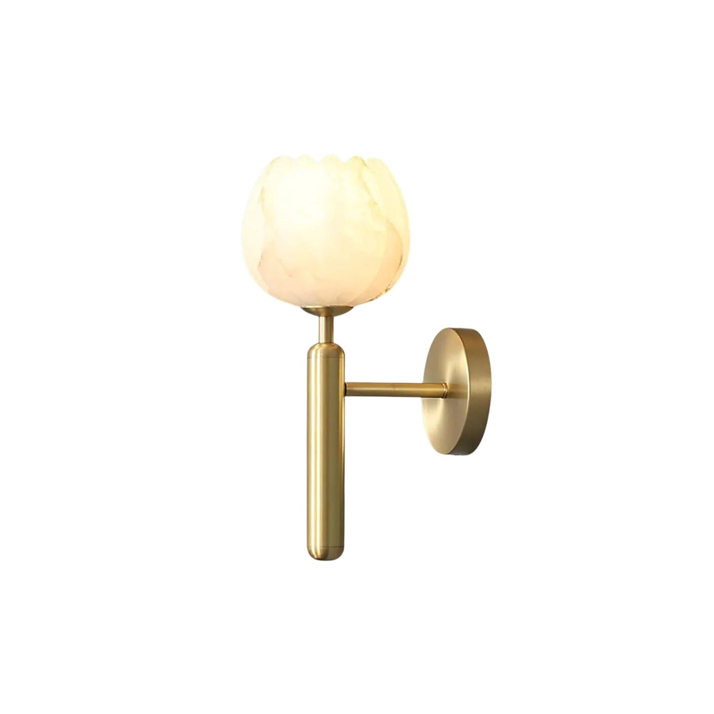 Lyi Flower Wall Sconce Lighting - Modern Brass & Alabaster Wall Lamp for Bedroom, Hallway & Living Room