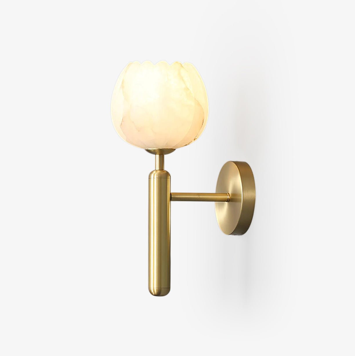 Lyi Flower Wall Sconce Lighting - Modern Brass & Alabaster Wall Lamp for Bedroom, Hallway & Living Room