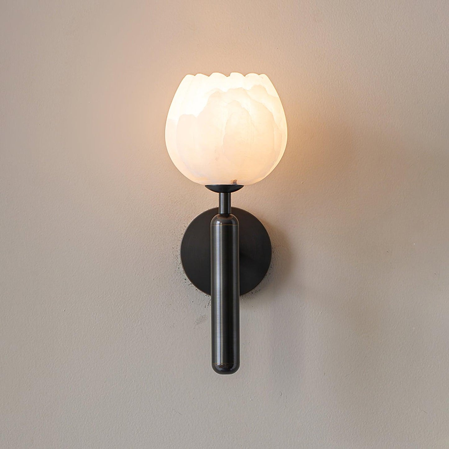 Lyi Flower Wall Sconce Lighting - Modern Brass & Alabaster Wall Lamp for Bedroom, Hallway & Living Room