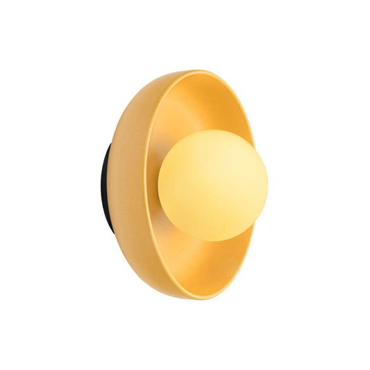 Mareno Modern Wall Sconce Lighting with Ceramic Shade and Round Light Source - Yellow and Cream Wall Lamp for Cozy Atmosphere