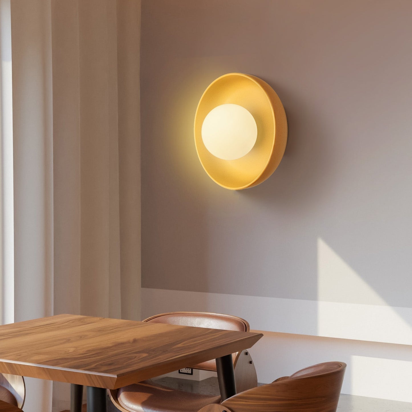 Mareno Modern Wall Sconce Lighting with Ceramic Shade and Round Light Source - Yellow and Cream Wall Lamp for Cozy Atmosphere