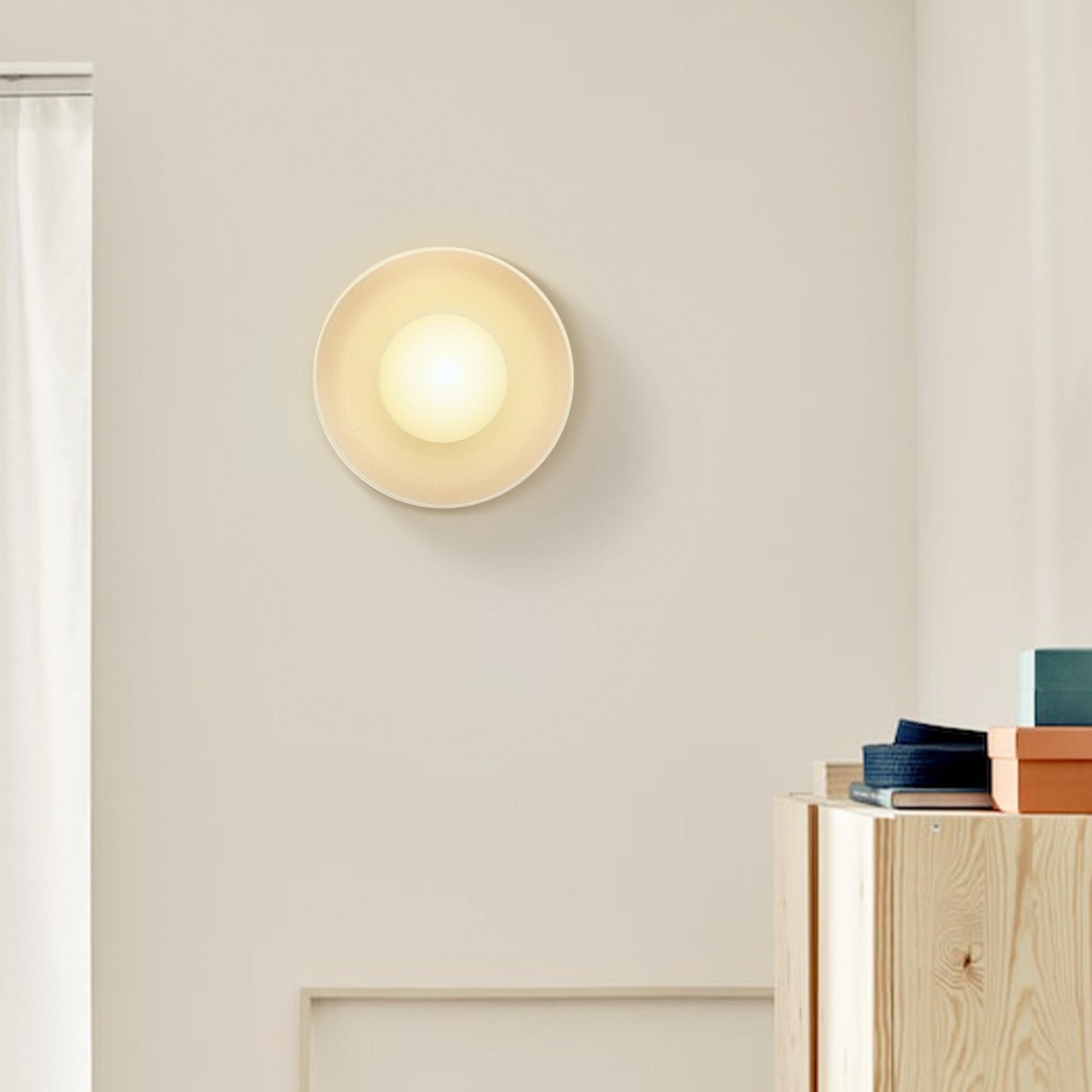 Mareno Modern Wall Sconce Lighting with Ceramic Shade and Round Light Source - Yellow and Cream Wall Lamp for Cozy Atmosphere