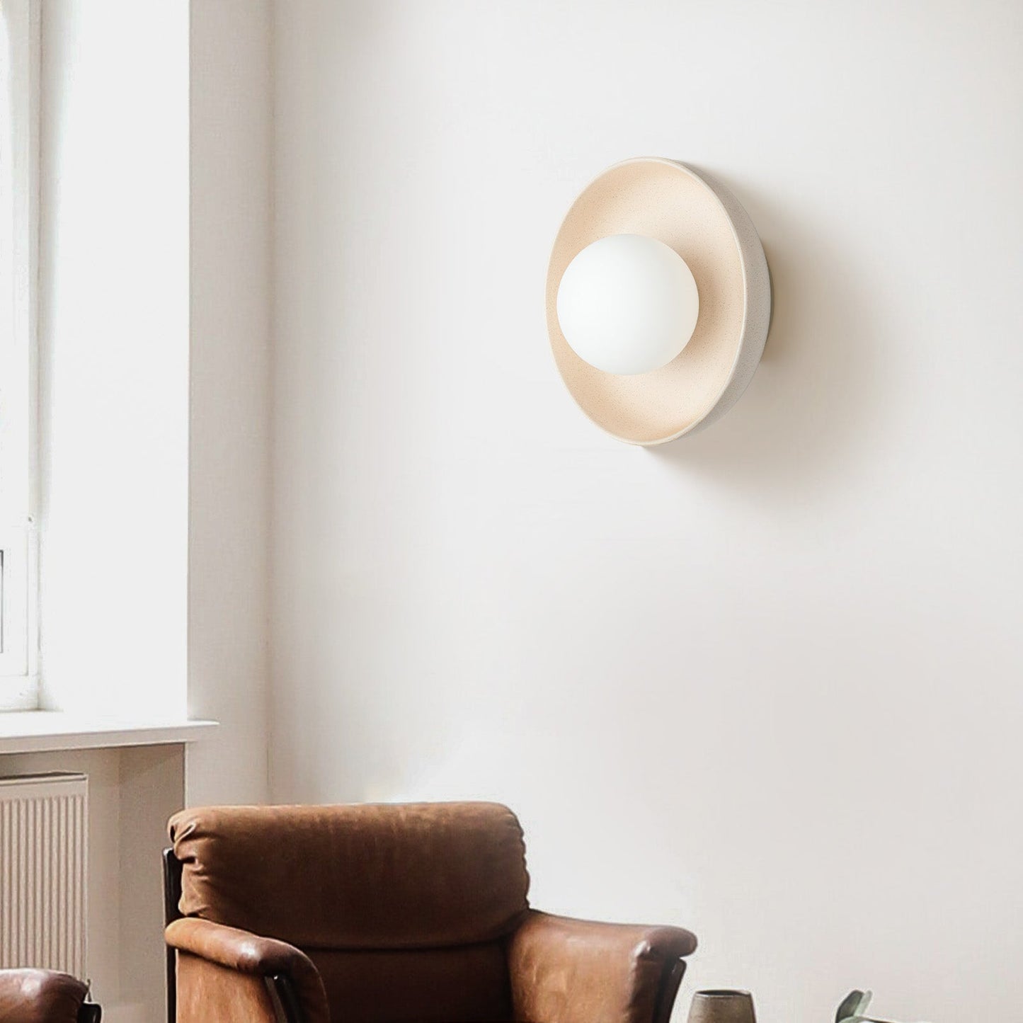 Mareno Modern Wall Sconce Lighting with Ceramic Shade and Round Light Source - Yellow and Cream Wall Lamp for Cozy Atmosphere