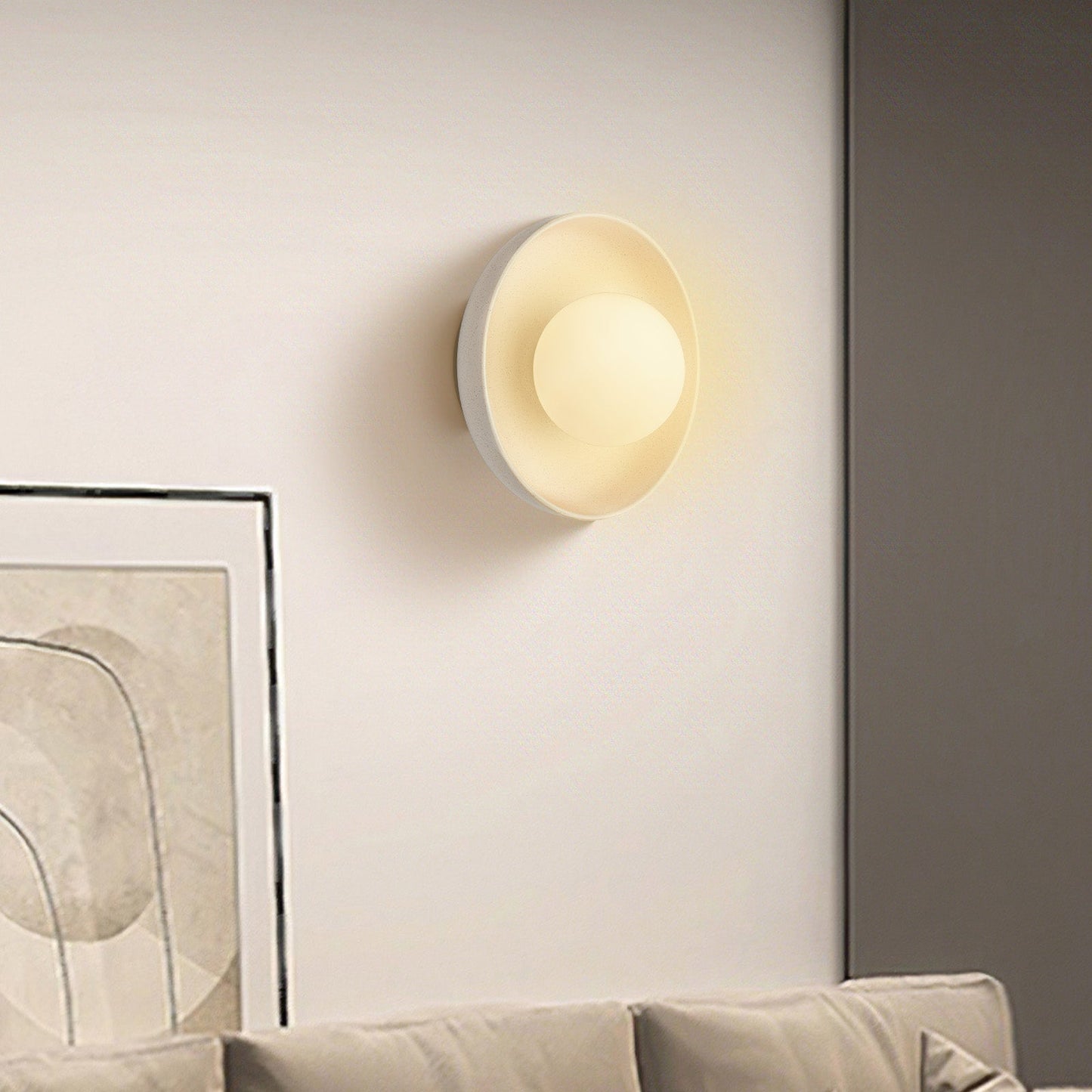 Mareno Modern Wall Sconce Lighting with Ceramic Shade and Round Light Source - Yellow and Cream Wall Lamp for Cozy Atmosphere