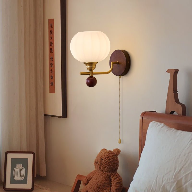 Elegant Wall Sconce Lighting - Modern Metal, Wood & Glass Wall Lamp with White Shade for Unique Interior Decor